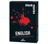moses Black Stories English - 50 Creepy Mysteries, English, Crime Cards in a with Two Variations, Puzzle Game for Teens and Adults, 90057, White, Medium