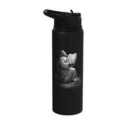Moses with Hebrew Ten Commandments Tablets On Sinai Stainless Steel Insulated Water Bottle