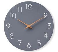 Mosewa Silent Non-Ticking Wall Clock Decorative for Kitchen, Bedroom, Bathroom, Office, Living Room, Battery Operated - 10 Inch Wood Modern Simple (Gray)