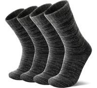 MOSEY KOSY 4 Pairs Merino Wool Walking Hiking Boot Socks, Thermal Extra Thick Warm Winter Cozy Crew Comfy Cushion for Women and Men(Black and grey,3-7)