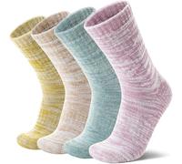 MOSEY KOSY 4 Pairs Merino Wool Walking Hiking Boot Socks, Thermal Extra Thick Warm Winter Cozy Crew Comfy Cushion for Women and Men(Color Series,3-7)