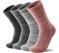 MOSEY KOSY 4 Pairs Merino Wool Walking Hiking Boot Socks, Thermal Extra Thick Warm Winter Cozy Crew Comfy Cushion for Women and Men(Grey/Black/Mahogany Grey,3-7)