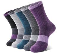 MOSEY KOSY 5 Pairs Women's Wool Walking Hiking Thermal Socks Winter Boot Work Warm Cushion Socks(Grey/Purple/Green,3-7)