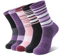 MOSEY KOSY 5 Pairs Women's Wool Walking Hiking Thermal Socks Winter Boot Work Warm Cushion Socks(Purple/Pink,3-7)