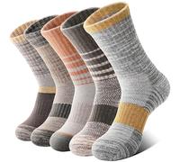 MOSEY KOSY 5 Pairs Women's Wool Walking Hiking Thermal Socks Winter Boot Work Warm Cushion Socks(Yellow,3-7)