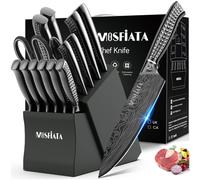 MOSFiATA 17-Piece Knife Set, Super Sharp Professional Chef Kitchen Knife Set with Block, High Carbon Stainless Steel Cooking Kitchen Knives Set with