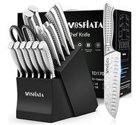 MOSFiATA 17-Piece Knife Set, Super Sharp Professional Chef Kitchen Knife Set with Block, High Carbon Stainless Steel Cooking Kitchen Knives Set One Piece Design with Knife Rod Sharpener Gift Box