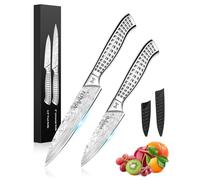 MOSFiATA 2-Piece Kitchen Knife Set, Super Sharp Professional Chef Universal Fruit Knife Set with Hollow Handle One Piece Design, High Carbon Stainless Steel Japanese Small Cooking Kitchen Knives Set