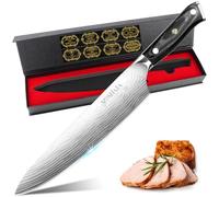 MOSFiATA Chef Knife, 10 Inch Ultra Sharp Meat Carving Knife, High Carbon Stainless Steel Cooking Kitchen Knives, Brisket Slicing Knives for Turkey Roast BBQ Vegetable with Micarta Wooden Handle Gift