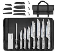 MOSFiATA Chef Knife Set, 12PCS Portable Sharp Kitchen Knife Set, High Carbon Japanese Stainless Steel Professional Chef Knives Sets with Knife Roll Bag Sharpener for Outdoor Travel Camping BBQ