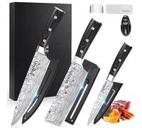 MOSFiATA Chef Knife Set 3 PCS-8" Chef 7" Nakiri 5" Utility Knives Gift Box