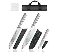 MOSFiATA Chef Knife Set with Roll Bag Sheaths, Portable Sharp Kitchen Knife Set, High Carbon Japanese Stainless Steel Professional Chef Knives Sets Sharpener for Outdoor Travel Camping BBQ Gift