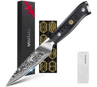 MOSFiATA Damascus Paring Knife, 3.5 inch Fruit Knife Ultra Sharp Small Kitchen Knives with 67-Layer Damascus Steel VG-10 Blade, Professional Peeling Knives with Ergonomic G10 Handle Gift Box