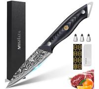 MOSFiATA Damascus Paring Knife Fruit Knife 3.5 Inch, Professional Ultra Sharp Chef's Knives with 67-Layer Damascus Steel VG-10 Blade and Ergonomic G10 Handle Small Kitchen Cooking Knife Gift Box