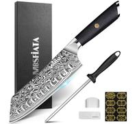 MOSFiATA Damascus Santoku Knife 7", Professional Sharp Kitchen Knife 67 Layers Damascus Stainless Steel VG10 Core, Chef's Knives Chopping Cooking Knife Set G10 Handle Sharpener Xmas Gift for Dad Him