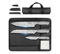 MOSFiATA Kitchen Knife Set with Roll Bag Sheaths, Portable Sharp Chef Knife Set, High Carbon Japanese Stainless Steel Professional Cooking Knives Sets for Outdoor Travel Camping BBQ Gifts for Men