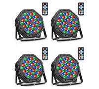 MOSFiATA LED Stage Light,RGB 36 LED Strobe Lights Sound Activated DMX Control,7 Modes Uplighting Lights with Remote Control Stage Lighting,Disco Party Lights for Club,Peformance（4PCS
