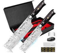 MOSFiATA Nakiri Kitchen Knife 2PCS, 7”&5.5" Professional Chef Knife Set