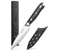 MOSFiATA Paring Knife, 4" Ultra Sharp Small Kitchen Knife, German High Carbon Stainless Steel EN1.4116 Professional Chef Knives for Peeling Chopping Fruit Vegetable with Micarta Handle Sheath Gifts
