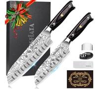 MOSFiATA Santoku Kitchen Knife Set, 2Pcs Sharp Chef Knives Sets