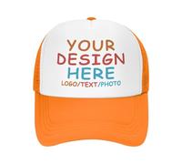 MOSGDBV Bulk Personalised Cap for Men Custom Baseball Cap Custom Trucker Hats with Your Photo Text Logo Design Personalized Hat Orange