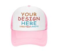 MOSGDBV Bulk Personalised Cap for Men Custom Baseball Cap Custom Trucker Hats with Your Photo Text Logo Design Personalized Hat Pink
