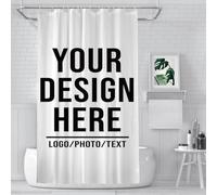 MOSGDBV Custom Bath Curtain with Your Text, Image or Photo Design Your Own Shower Curtain Personalised Decorative Shower Curtains Fun Bathroom Curtains Waterproof & Mould-Proof, With 12 C-Hooks