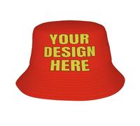 MOSGDBV Custom Bucket Hat Personalised Cap Design Your Own Explorer Hat Add Logo Text for Men and Women Summer Outdoor Adventures Red