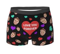 MOSGDBV Personalised Boxers for Men, Add Your Text/Photo Custom Underwear, Design Your Own Funny Gift for Him Boyfriend Husband - Valentine's Day Birthday Christmas