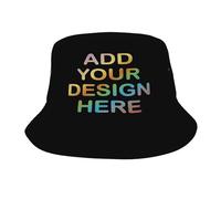 MOSGDBV Personalised Bucket Hat Custom Cap Design Your Own Fishing Hat Add Logo Text Funny Gift for Outdoor Fun & Travel Black