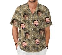 MOSGDBV Personalised Hawaiian Shirt-Add Your Own Face or Photo Custom Beach Shirts for Men Funny Hawaiian with Face Tropical Summer Casual Short Sleeve Button Down Holidays