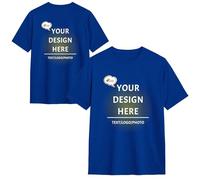 MOSGDBV Personalised T Shirts - Custom T-Shirt for Men Women Printing, Add Logo Photo Text, Create Your Own T Shirt, Funny Couple Shirts, Unisex Fit, Novelty Gift Tee Sapphire Blue