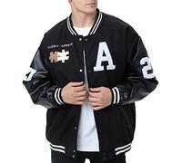 Moshtashio Varsity Jacket Letterman College Baseball Jackets Vintage Outwear with Pockets Unisex Coat Patchwork Top