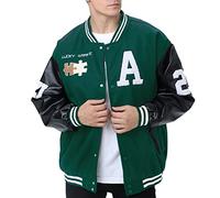 Moshtashio Varsity Jacket Letterman College Baseball Jackets Vintage Outwear with Pockets Unisex Coat Patchwork Top