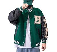 Moshtashio Varsity Jacket Letterman College Baseball Jackets Vintage Outwear with Pockets Unisex Coat Patchwork Top
