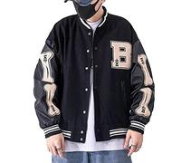 Moshtashio Varsity Jacket Letterman College Baseball Jackets Vintage Outwear with Pockets Unisex Coat Patchwork Top