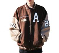 Moshtashio Varsity Jacket Letterman College Baseball Jackets Vintage Outwear with Pockets Unisex Coat Patchwork Top