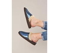Moshulu 'adele Metallic' Classic Leather Mule Slippers In Blue Blue 6.5