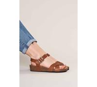 Moshulu 'bigbury 2' Leather Cross-Over Sandals In Tan Tan