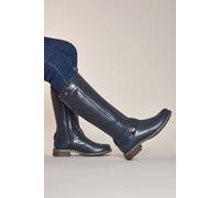 Moshulu 'mistletoe' Classic Leather Long Boots In Indigo Indigo 7