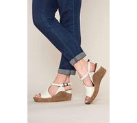 Moshulu 'peach Melba 2' T-Bar Wedge Sandals In White White
