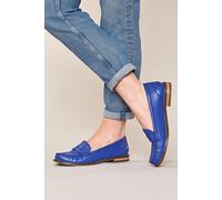 Moshulu 'petrel Leather' Leather Penny Loafers In Bright Blue Bright Blue 6.5
