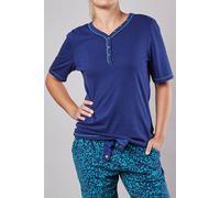 Moshulu 'quieten' Short Sleeve Cotton Pyjama Top In Indigo Indigo L