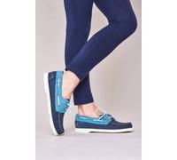 Moshulu 'salcombe 3' Ladies Boat Shoes In Blue Blue 6.5
