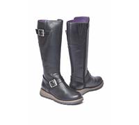 Moshulu 'stargazer' Long Leather Wedge Boots In Black Black 5