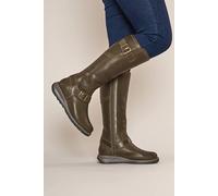 Moshulu 'stargazer' Long Leather Wedge Boots In Olive Olive 7
