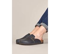 Moshulu 'tulipa Waxy' Leather Cork Footbed Clogs In Indigo Indigo