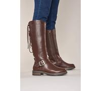 Moshulu 'ulrika' Lace-Up Long Leather Boots In Chocolate Chocolate 4