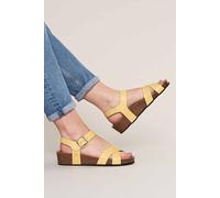Moshulu Women's 'Bigbury 2' Leather Cross-Over Sandals in Yellow | Size: 3 Moshulu Yellow 3