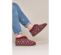 Moshulu Women's 'Bo' Short Spotty Bootie Slippers in Dark Red | Size: 5